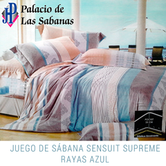 Juego de Sábanas Sensuit Supreme Rayas Azul