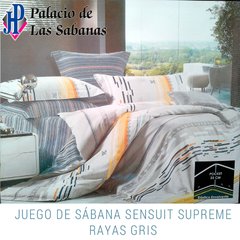 Juego de Sábanas Sensuit Supreme Rayas Grises