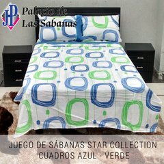 Juego-de-Sábanas Star Collection Cuadros Azul - Verde