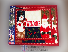 Set Tapete x2 Navidad 50 * 80 Cm - 40 * 60 Cm Muñeco Nieve Welcome Rojo