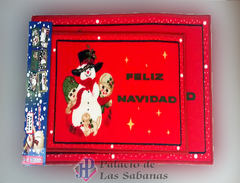 Set Tapete x2 Navidad 50 * 80 Cm - 40 * 60 Cm Muñeco Nieve Feliz Navidad Rojo