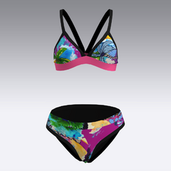 Malla 2 Piezas Deportiva Bikini Sport Estampada Palmeras Tropicales (220)