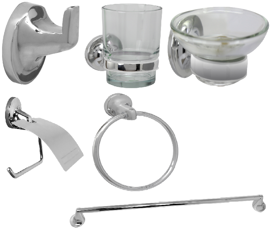 KIT ACCESORIOS DE BAÑO ADHESIVOS TRES PIEZAS SERIE BLANCO MATE