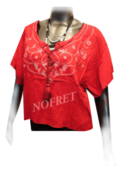 Camisa Camisola Blusa Roja Bordada Talle S/M - comprar online