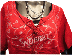 Camisa Camisola Blusa Roja Bordada Talle S/M en internet