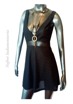 Vestido Corto Negro Tul Escotado - T. Unico (S/M) - comprar online