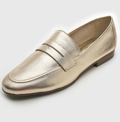 Loafer Couro Dourado Loucos E Santos