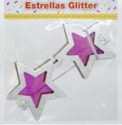 Lentes estrellas glitter x4
