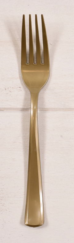 Tenedor plastico dorado x10