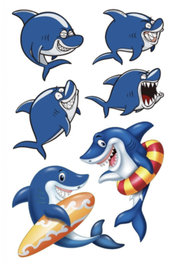 Imagen de Tattoo temporal tiburones x10 planchas
