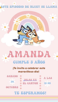 Invitacion digital Bluey rosa