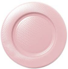 Plato plastico rosa descartable x12 grande