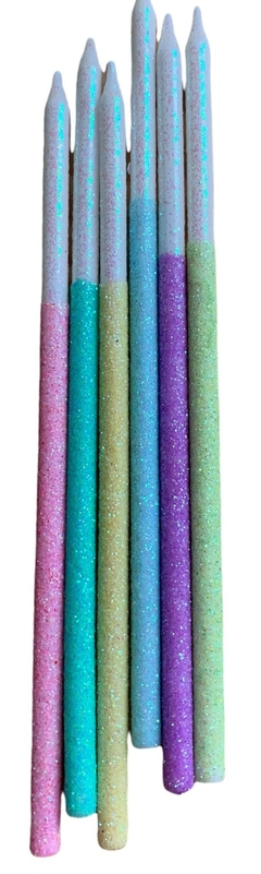 Velitas glitter bicolor x6 mix pastel