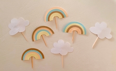 toppers arco iris y nubes x10