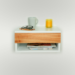 Mesa de luz flotante con un cajón y estante (estandard) - - comprar online