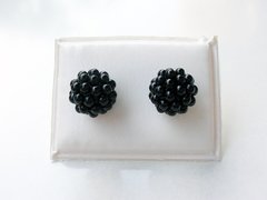 Aros microperlas negros- Plata