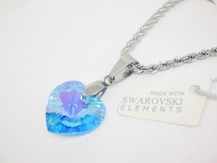 Corazón Aquamarine 1,8 cm + cadena - Cristal