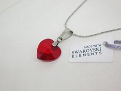 Corazón Rojo 1,4 cm + cadena- Cristal