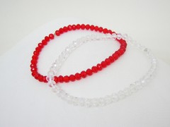 Pulseras Dúo- Red and White - Cristales