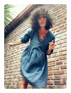 VESTIDO GOA AZUL ACERO - comprar online