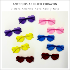 Anteojos Acrílico Corazón - Pack x 10