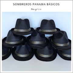Sombrero Panama basico negro - Pack x 10
