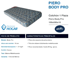 Colchòn Piero Body Pro espuma 1 plaza - tienda online