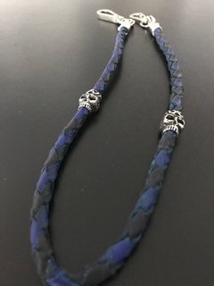 Cadena para Billetera de cuero trenzado y calaveras mexicanas x 2 - CO&CO Joyeria & Diseño