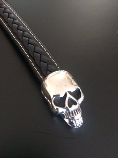 *Pulsera Doble Calavera cuero pespunte en internet