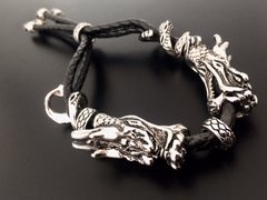 *Pulsera DRAGONES CUERO TRENZADO