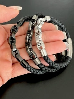 Pulsera OVALOS CUERO TRENZADO - comprar online