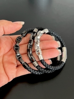 Pulsera OVALOS CUERO TRENZADO - comprar online