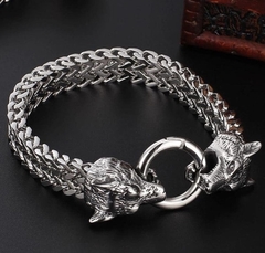 Pulsera Doble Lobo con cadena