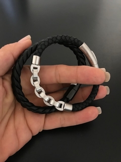 Pulsera OVALOS CUERO TRENZADO