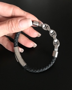 Imagen de Pulsera OVALOS CUERO TRENZADO