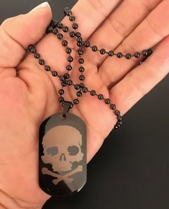 Dije Chapa acero negro calavera - CO&CO Joyeria & Diseño