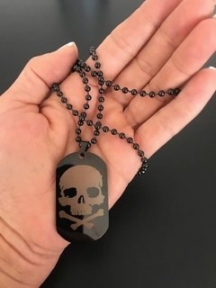 Dije Chapa acero negro calavera - tienda online