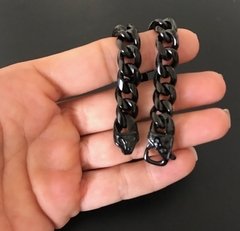 Pulsera NEGRA BRILLANTE MOSQUETON GRABADO en internet