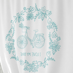 Cortina de Baño VH Fabrics Estampada Diseño Love My Bike Aqua