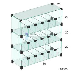 Baleiro de vidro modulado Temperado - 60x60cm - BA305