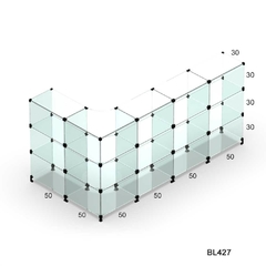 Balcão de Vidro em L - 2,00 x 1,00 - 1,00cm altura profundidade 30cm BL427