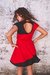 - Vestido Moño Recorte - Rojo y Negro - tienda online