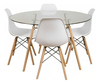 Juego De Comedor Eames Mesa Vidrio Redonda 80cm Ofer.