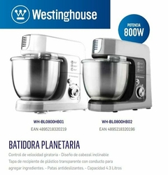 Batidora Planetaria Westinghouse Wh-bl0800hb01 Amasadora 800w - comprar online