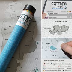 Mapa para raspar Omni Maps Argentina Incluye Púa para raspar fácil