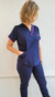 AMBO SPANDEX AZUL LISO CON DETALLES FUCSIA en internet