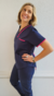 AMBO SPANDEX AZUL LISO CON DETALLES FUCSIA - Plavusa