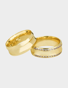 Par de Aliança em Ouro 18k Casamento com Diamantes