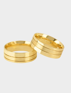 Par de Alianças de Casamento em Ouro 18K com Friso