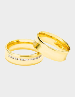 Par de Alianças de Casamento Ouro Amarelo 18K Côncavas e conforto semi anatômico.